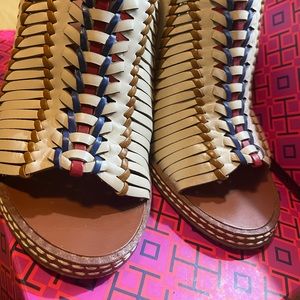 Tory Burch Pecha Stitched Mules in Dulce de Leche
